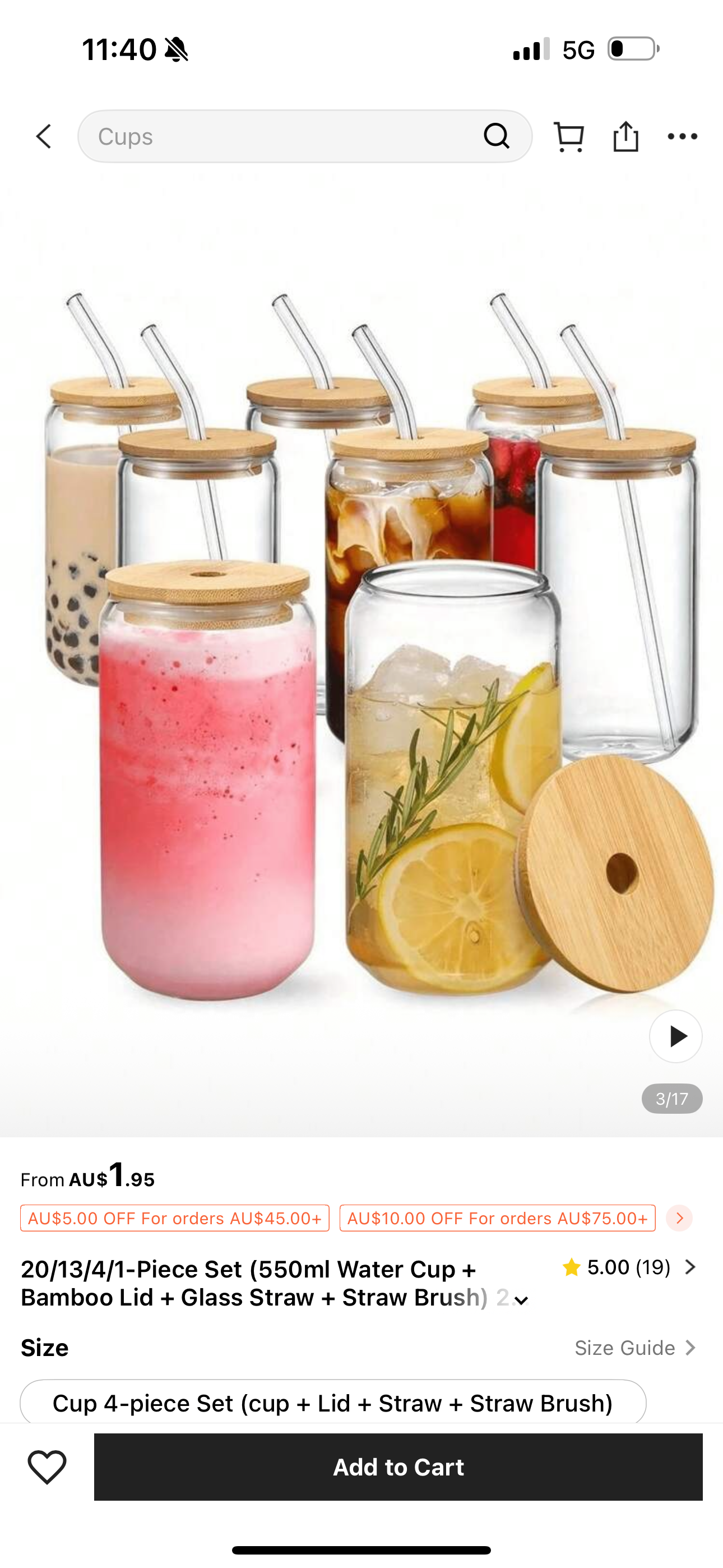 Plain glass with straw and lid
