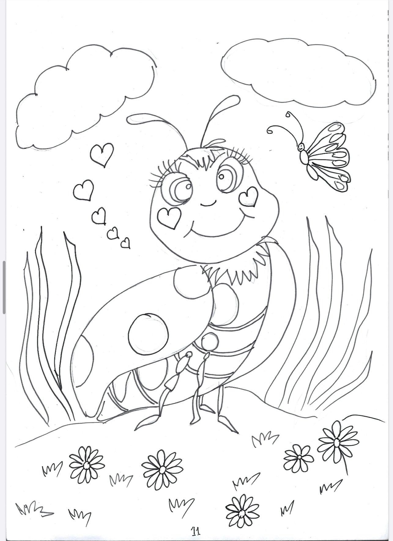 Kids colouring book hand drawn book